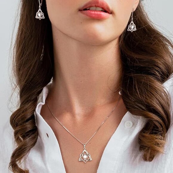 Celtic Knot Necklace for Women 925 Sterling Silver Trinity Love Knot Pendant Bir - Picture 2 of 6